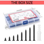 430 Pcs M3 Black Wood Screws Assortment Fasteners Kit, Cross Drive Head Countersunk Head Self-Tapping Screws, Assorted Flat Head Round Head Screws with 20 Pcs Plastic Wall Screw Anchors - Image 3